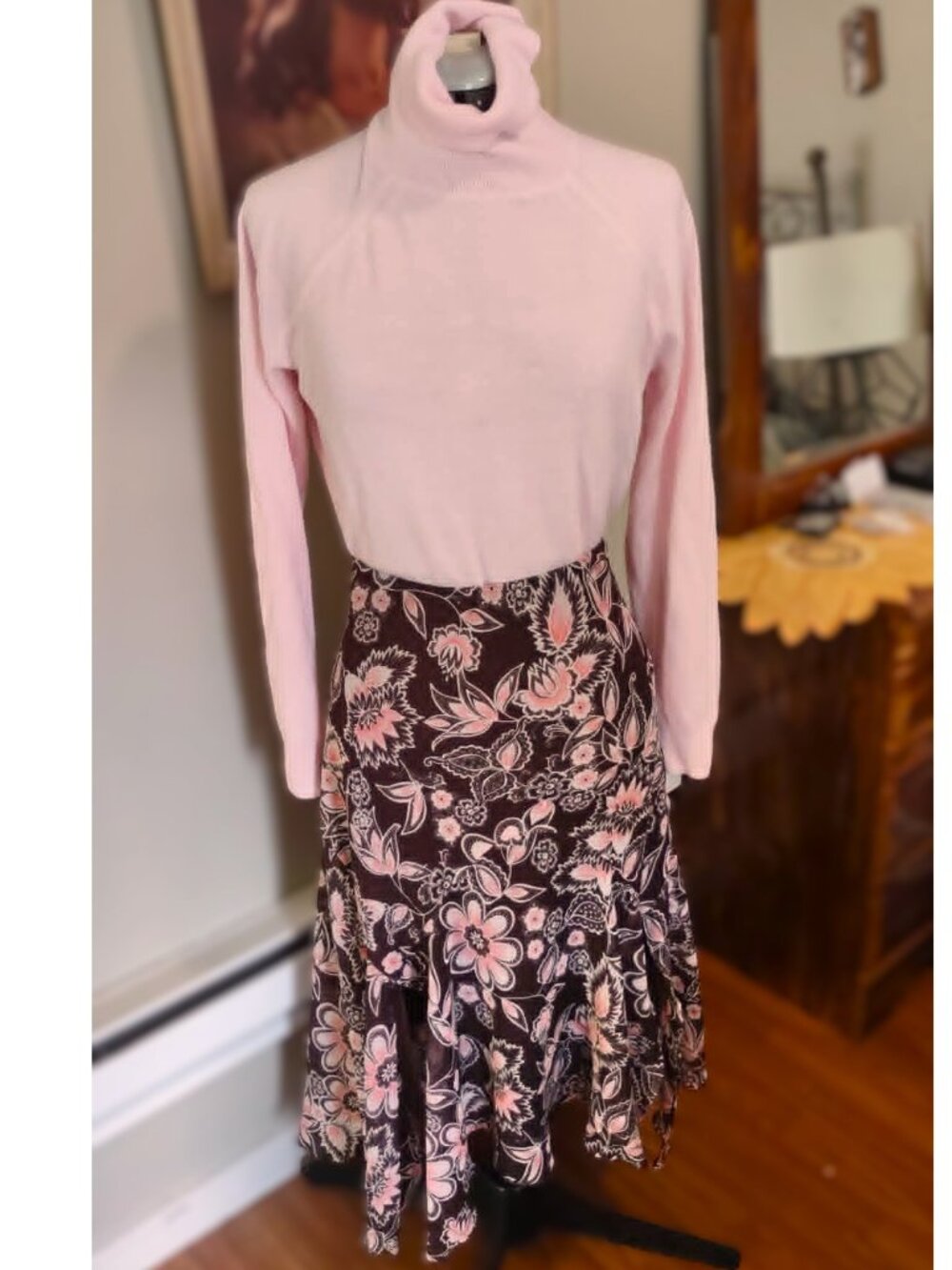 Brown Floral Skirt